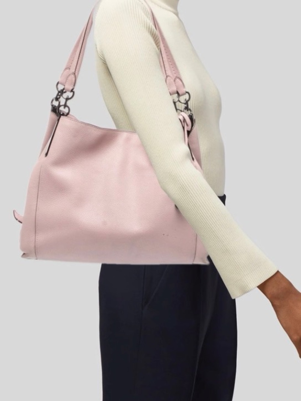 Coach Dalton 31 Pink Pebbled Leather Hobo Shoulder Bag